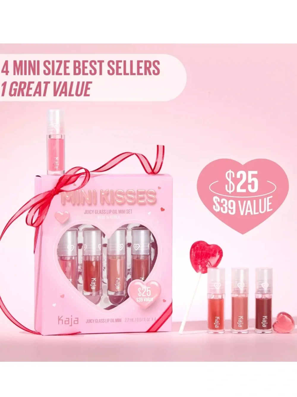 Kaja Mini Kisses Juicy Glass Lip Oil Mini Set 2.2ml X 4 BRAND NEW IN BOX